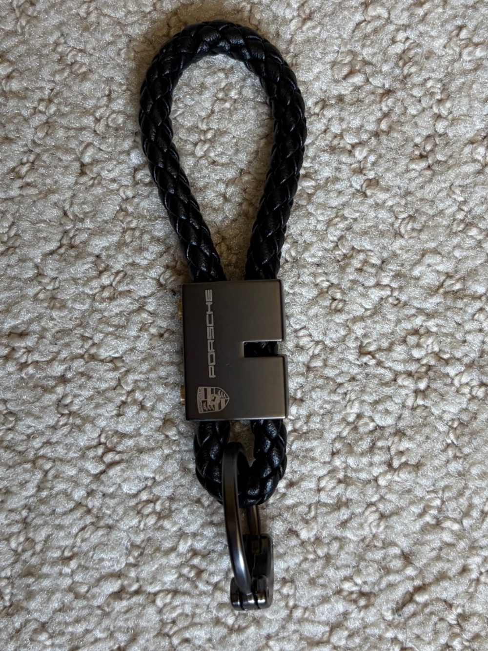 key ring braided cord black bronze Porsche inspired